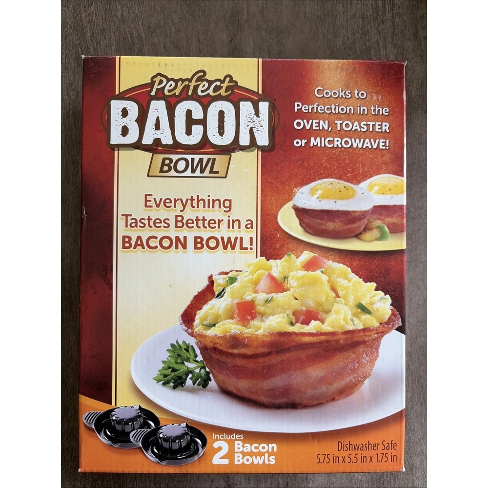 NEW IN BOX As Seen On TV Perfect Bacon Bowl Microwave Maker Kitchen Chef 2 Pack!